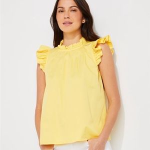 Vineyard Vines Yellow Ruffle Sleeve Blouse